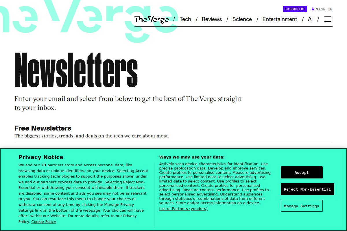 The Verge Newsletter