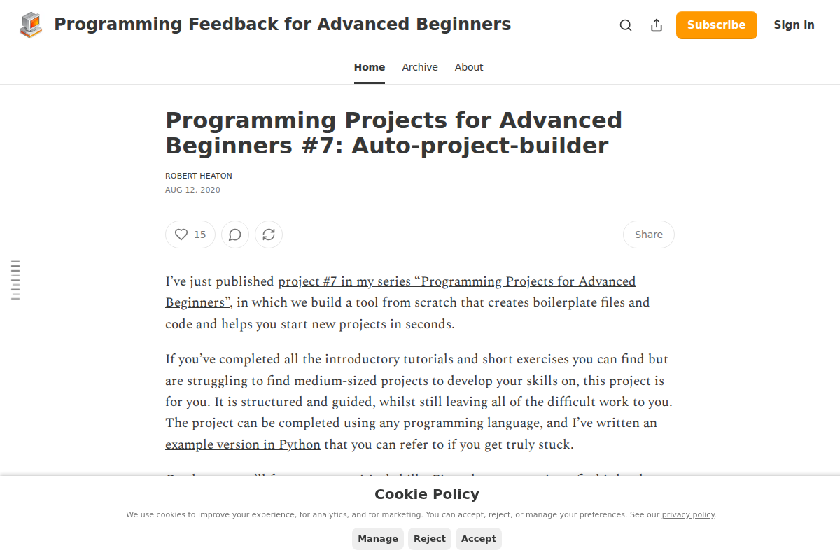 Programming Feedback for Advanced Beginners