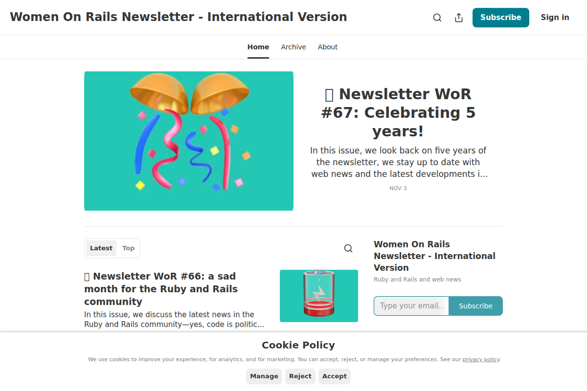 Women on Rails Newsletter