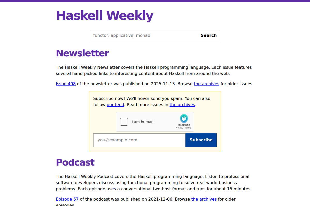 Haskell Weekly