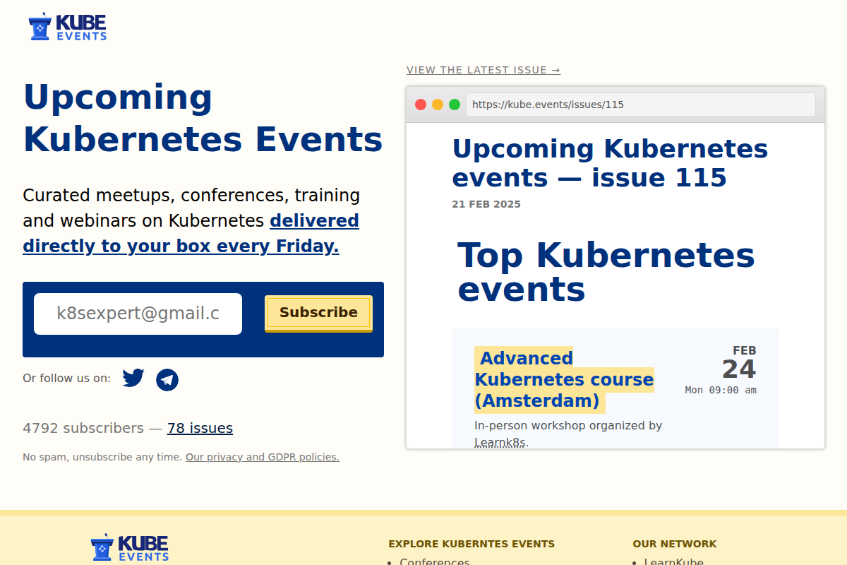 Upcoming Kubernetes Events Newsletter
