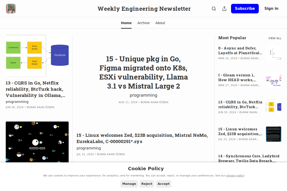 Weekly Engineering Newsletter