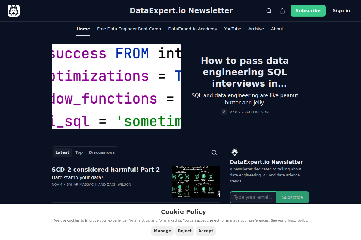 EcZachly Data Engineering Newsletter
